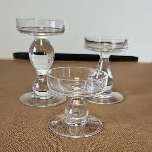 Elegant Clear Glass Candle Holders Set